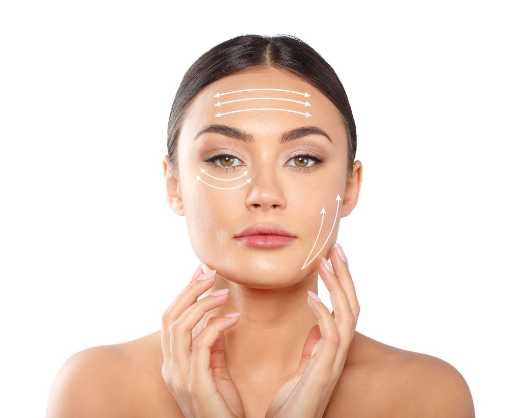 woman with dotted lines on face