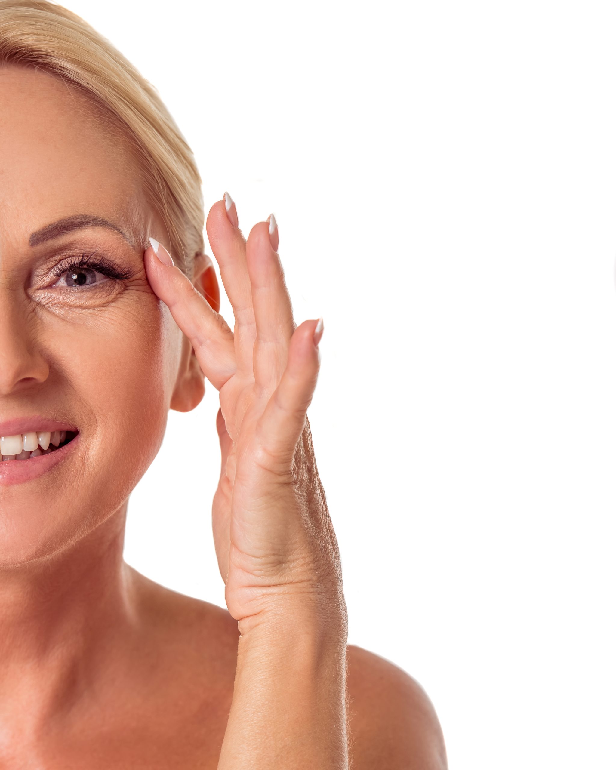 Cropped image of beautiful middle aged woman.